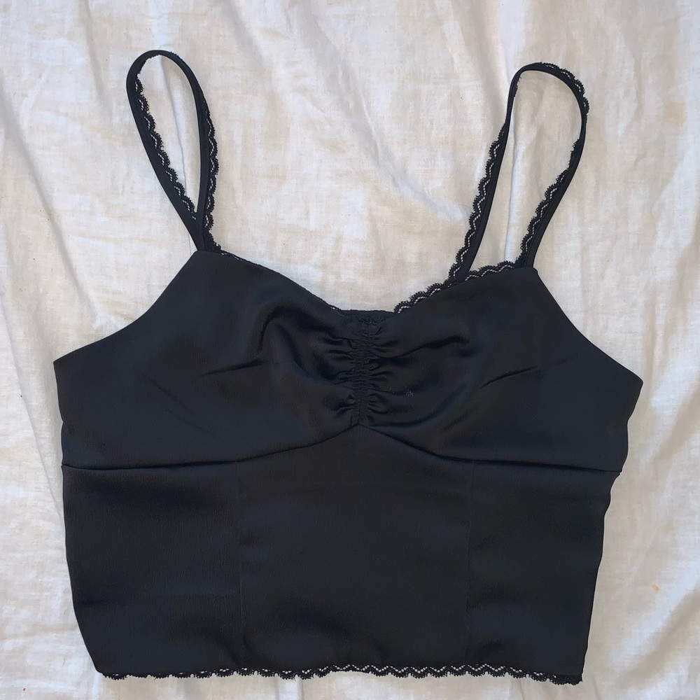 pacsun lace silk crop top